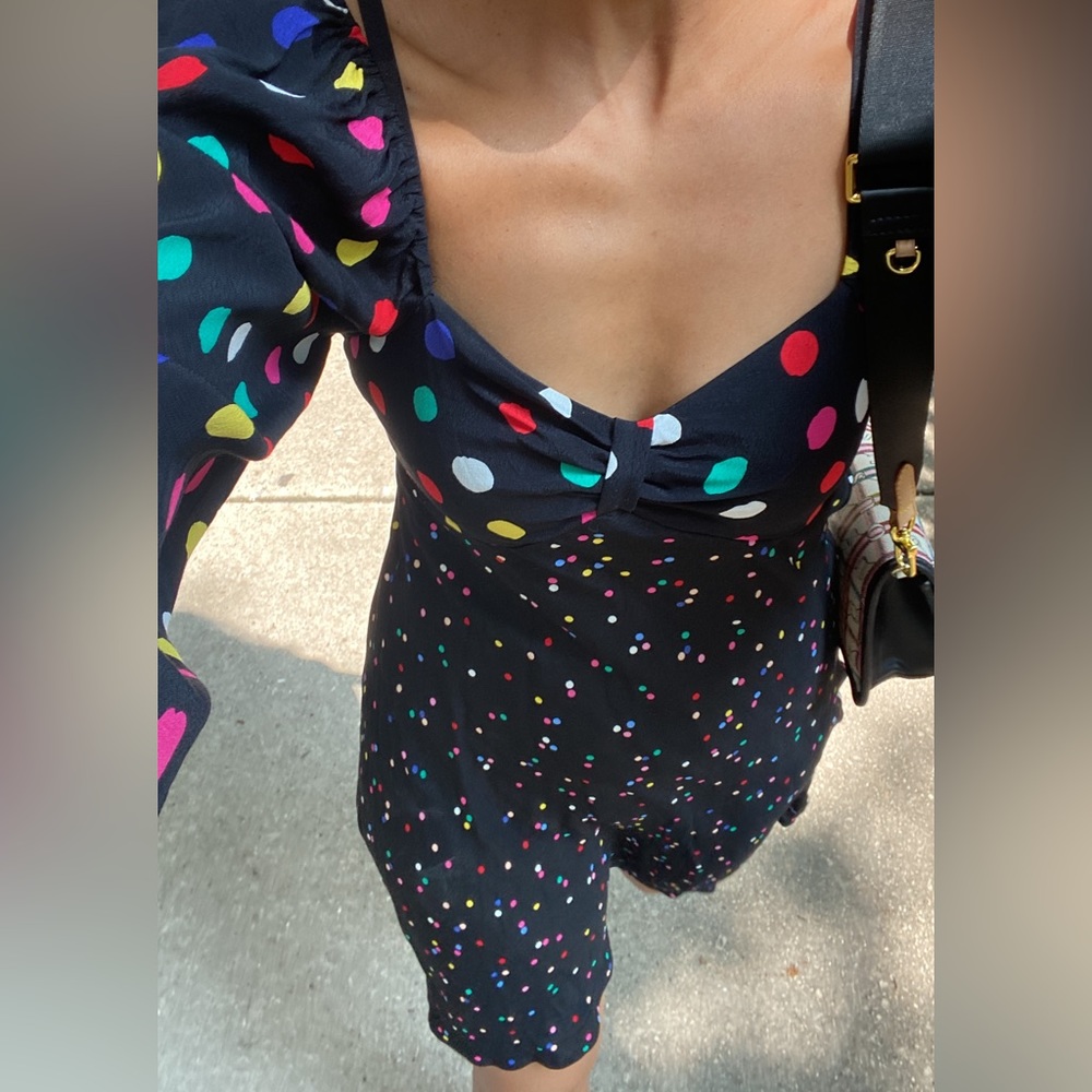 Rixo multicolor polka dot dress
